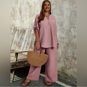 Emery Rose Two-Piece set-pink